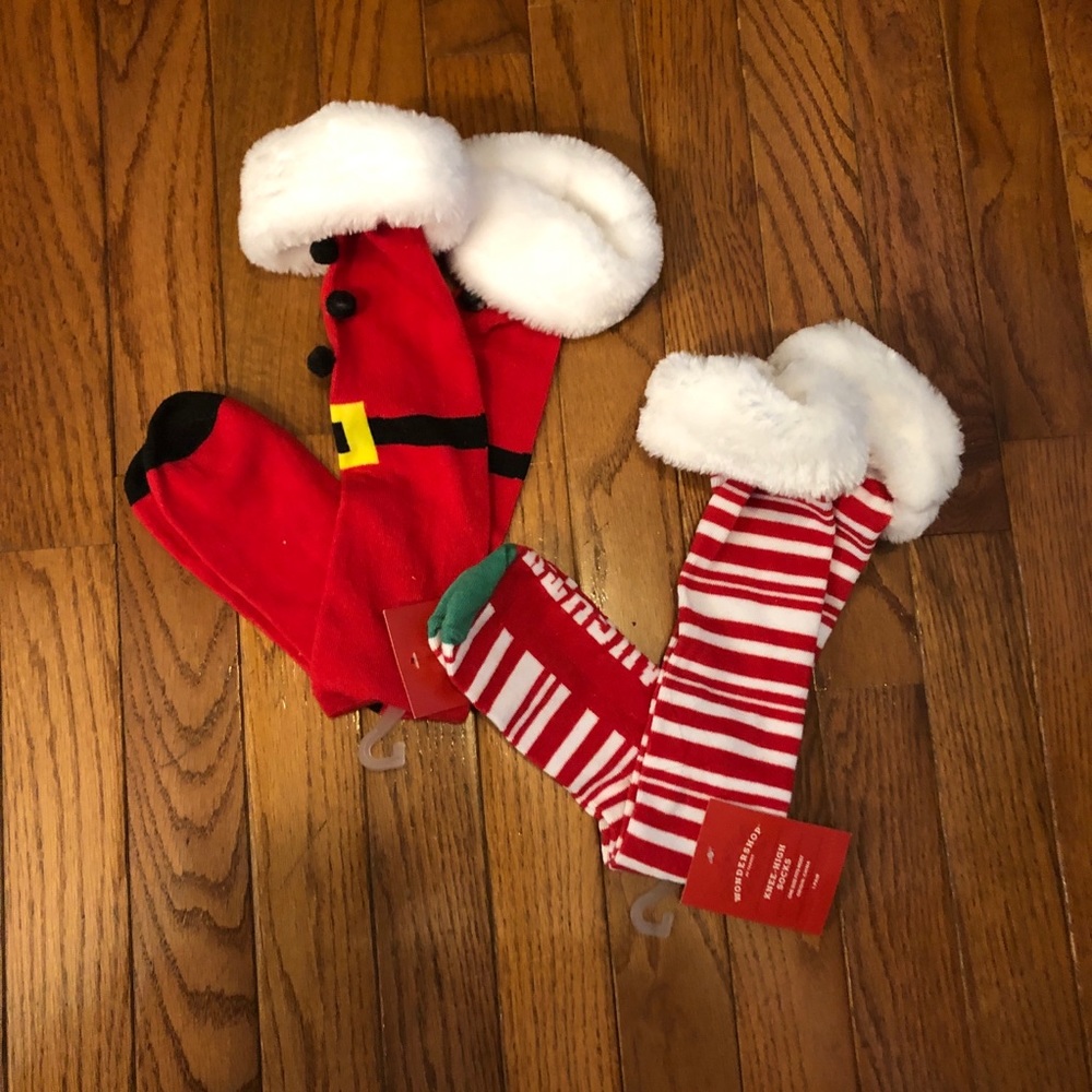 Set of 2 novelty Christmas knee high socks